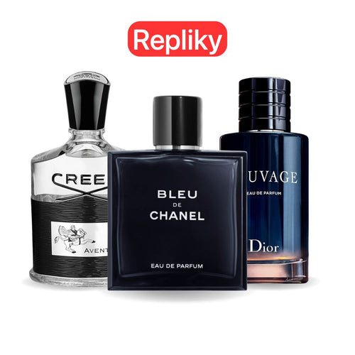 KIT 3 PARFÉMŮ KONTRATIPO (REPLIKY NEORIGINÁLNÍ) Inspirováno parfémy: Creed AVENTUS, BLEU DE CHANEL a Dior SAUVAGE 100 ml.