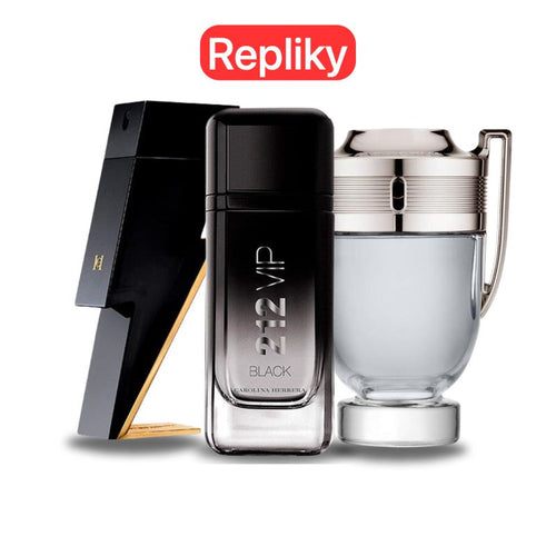 KIT 3 PARFÉMŮ KONTRATIPO (REPLIKY NEORIGINÁLNÍ) Inspirováno parfémy: Carolina Herrera BAD BOY, Carolina Herrera 212 VIP BLACK a Paco Rabanne INVICTUS 100 ml.