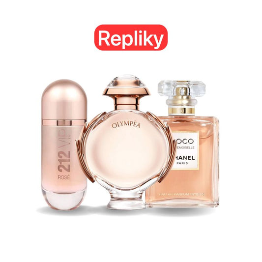 Promoční balíček 3 parfémů: Carolina Herrera 212 VIP ROSÉ, Paco Rabanne OLYMPÉA a Chanel COCO MADEMOISELLE 100 ml.